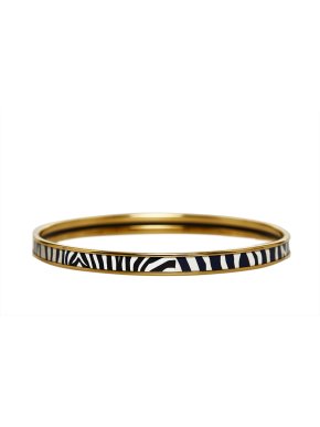 Hermes Printed Enamel Gold Tone Bangle