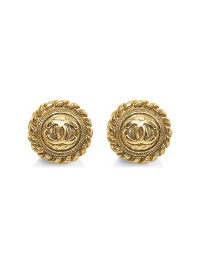 Chanel CC Clip On Gold Tone Earrings