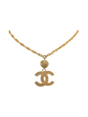Chanel CC Pendant Gold Tone Necklace