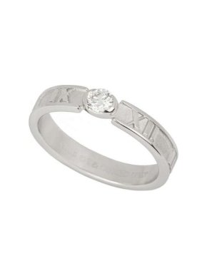 Tiffany & Co. 18ct White Gold Diamond Atlas Band Ring - Size J