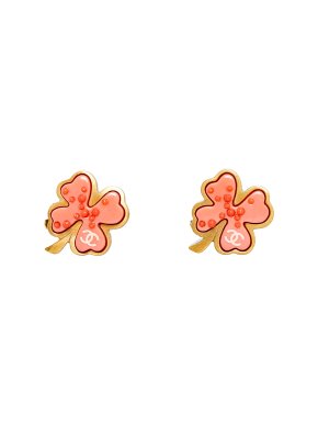 Chanel CC Clover Gold Tone Clip-on Earrings