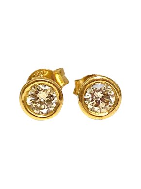 Diamond Solitaire 18ct Yellow Gold Earrings
