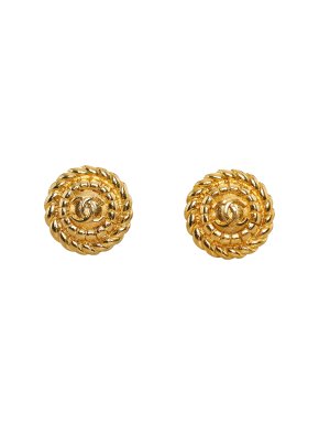 Chanel CC Clip On Gold Tone Earrings