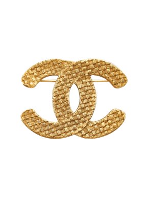 Chanel CC Gold Tone Brooch
