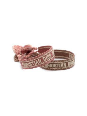 Dior Pink & Beige J'Adior set of 2 Embroidered Bracelets