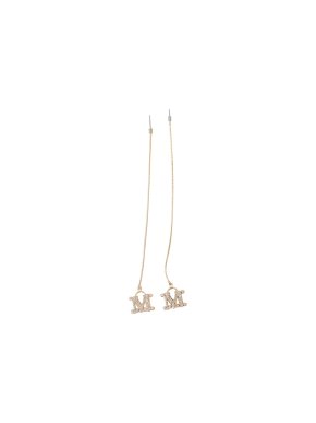 MaxMara M Monogram Pendant Chain Gold Tone Earrings