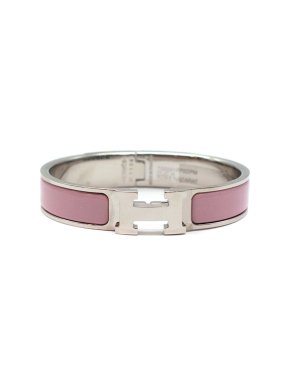 Hermes Rose Nacarat Clic H Bracelet PHW