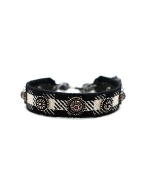 Dior Plaid Studded Jacquard Fabric Bracelet