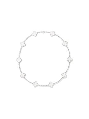 Van Cleef & Arpels Vintage Alhambra Mother of Pearl 10 Motif 18k White Gold Necklace