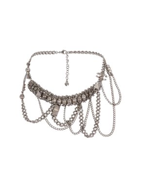 Chanel Paris-Bombay Silver Tone Multi Chain Necklace