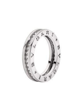 Bvlgari 18kt White Gold Pave Diamond B.zero1 one-band ring - size 51