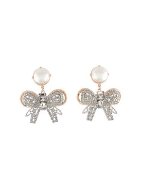 Miu Miu crystal bow and faux pearl earrings