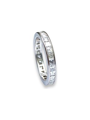 18ct White Gold Vintage Diamond Eternity Ring - Size N