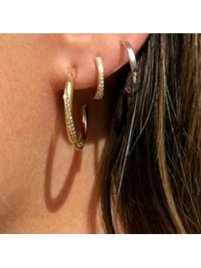 Vashi 18ct Yellow Gold Lumina Diamond Twist Hoop & Huggie Earrings Set