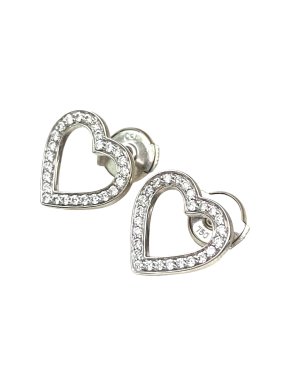 Vashi 18kt White Gold Diamond Heart Earrings