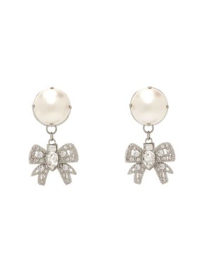Miu Miu Faux Pearl Micro Bow Earrings
