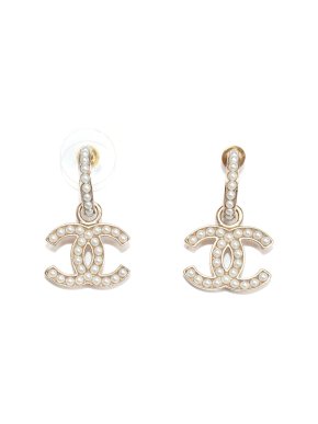 Chanel CC Faux Pearl Drop Earrings