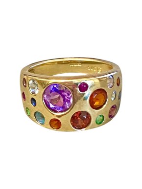 Bespoke Yellow Gold Multi-Gemstone Ring - Size N