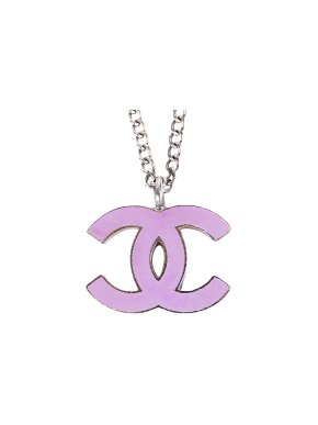 Chanel Purple CC Enamel Pendant Necklace