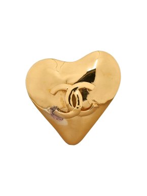 Chanel Vintage 90s Gold Tone Heart Brooch
