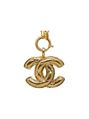 Chanel Large Gold Tone CC Pendant Necklace