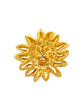 Chanel Gold Tone Lion Head Brooch