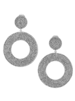 Oscar De La Renta Crystal Embellished Round Drop Earrings
