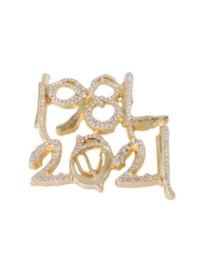 MaxMara Crystal Embellished Gold Tone Brooch