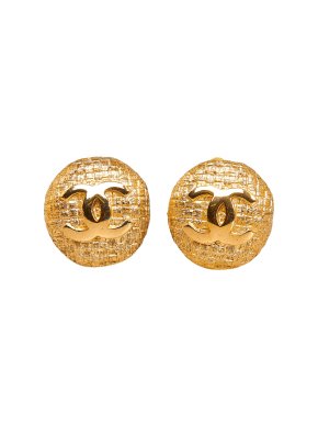 Chanel Gold Tone CC Clip-on Earrings