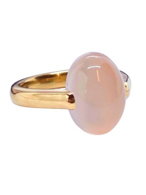 18kt Rose Gold Luna Rose Quartz Caobochon Ring