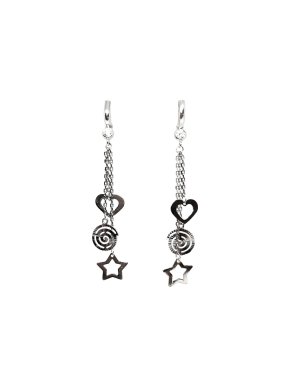 14ct White Gold Charm Drop Earrings