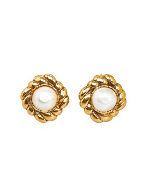 Chanel Faux Pearl Clip-On Earrings