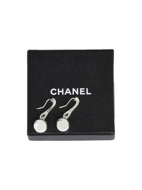 Chanel Silver CC Ball Earrings