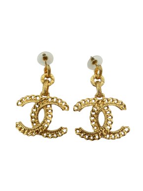 Chanel Gold Tone CC Earrings