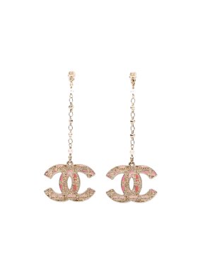 Chanel Pink CC Drop Earrings