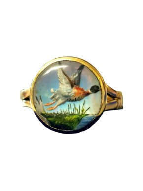 Bespoke Essex Crystal Duck Design Mother of Pearl Ring