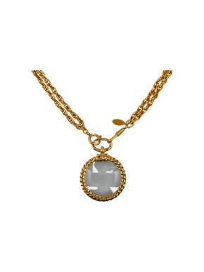 Chanel Gold Tone Clear Pendant Necklace