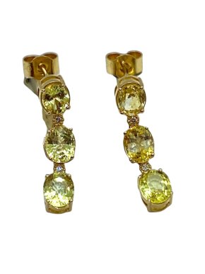 Lucie Campbell 18k Yellow Gold Diamond & Yellow Sapphire Drop Earrings