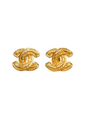 Chanel Vintage Gold Plated CC Clip-On Earrings