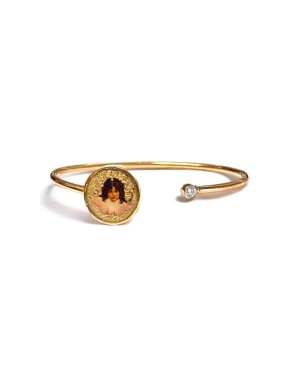 Selim Mouzannar Rose Gold Portrait and Diamond Solitaire Bangle