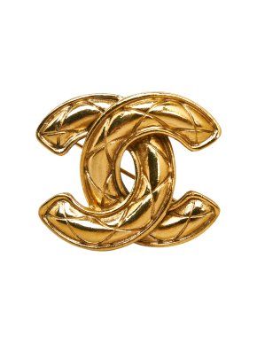 Chanel Vintage Gold Plated CC Quilted Brooch