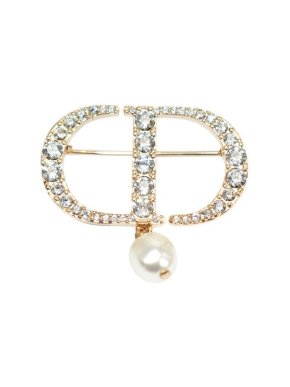 Dior Crystal Embellished Petit CD Brooch