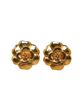 Chanel Gold-Tone Camellia Clip-on Earrings