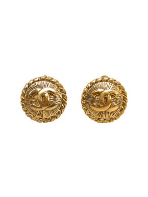 Chanel Gold Tone Twist CC Clip On Earrings