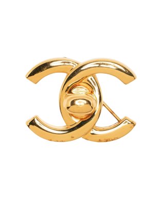 Chanel Gold Tone CC Turn-Lock Brooch