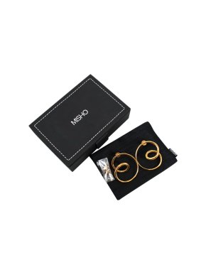 Misho 22kt Gold Plated Swirly Medium Mismatched Hoop Earrings