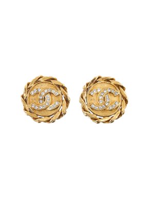Chanel Woven Diamante CC Clip On Earrings