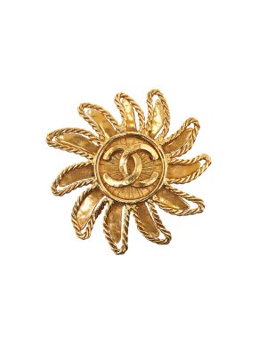 Chanel Vintage Gold Plated  Sun Motif Brooch
