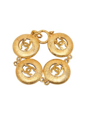 Chanel Gold Tone Chunky Medallion Bracelet