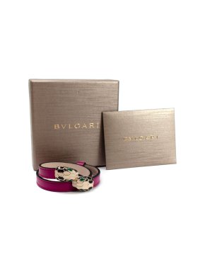 Bvlgari Magenta Serpenti Forever Leather Bracelet